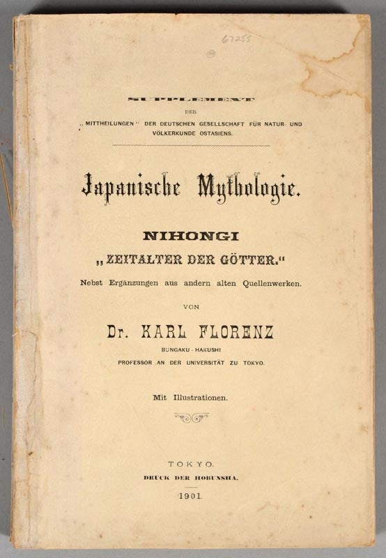Item #67255 JAPANISCHE MYTHOLOGIE. NIHONGI. "ZEITALTER DER GOTTER" Dr. Karl FLORENZ.