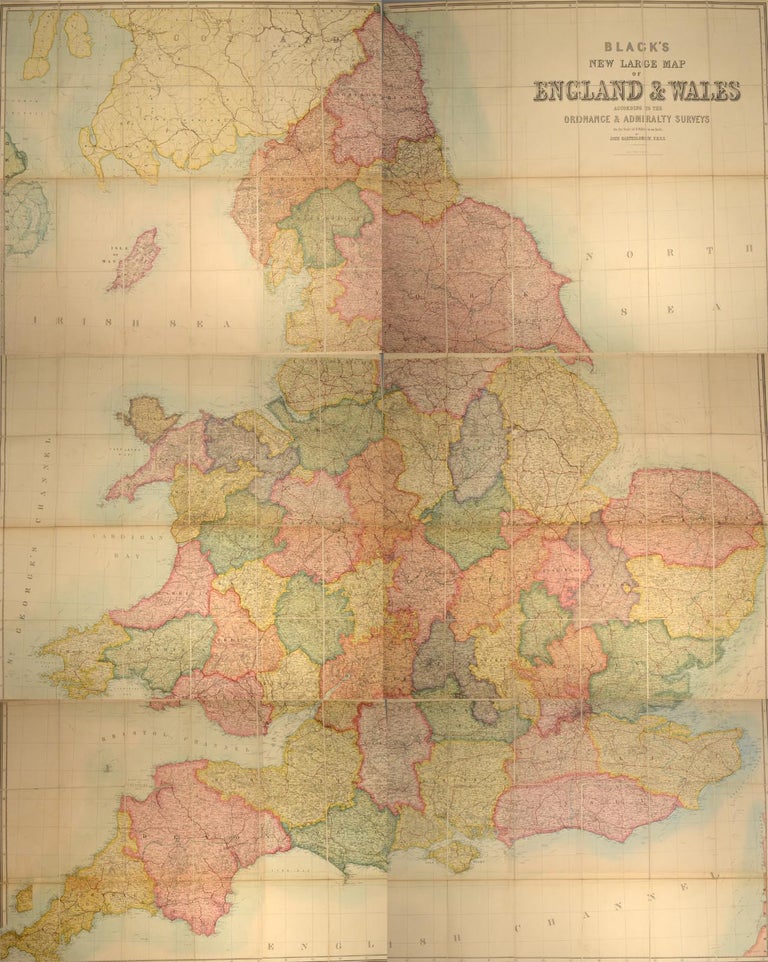 Item #74218 BLACK'S NEW LARGE MAP OF ENGLAND AND WALES. Adam BLACK, Publishers Charles.