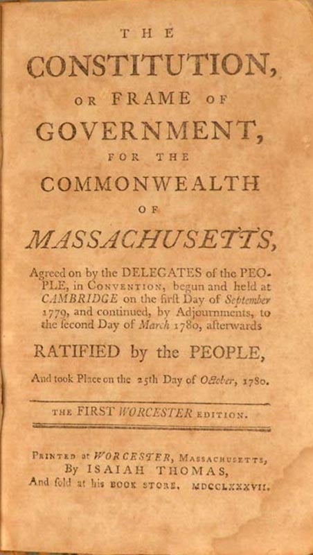 Item #76899 CONSTITUTION, OR FRAME OF GOVERNMENT, FOR THE COMMONWEALTH OF MASSACHU. Constitution of MASSACHUSETTS.