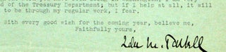 SIGNED LETTER TO SECRETARY OF THE TREASURY MCADOO, 1916