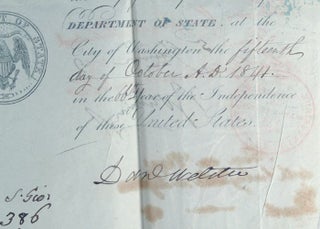 Item #83662 AMERICAN PASSPORT SIGNED BY DANIEL WEBSTER AND EDWARD EVERETT CA. 1841. Daniel WEBSTER