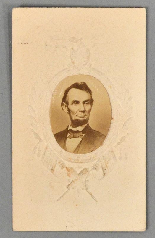 Item #85130 UNCOMMON CARTE-DE-VISITE PHOTOGRAPH OF ABRAHAM LINCOLN CA. 1865. Abraham LINCOLN.
