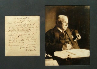 Item #85380 PHOTOGRAPH AND SIGNED MANUSCRIPT NOTE (1917), MATTED AND FRAMED. William Dean HOWELLS