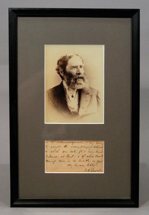 PHOTOGRAPH AND SIGNED MANUSCRIPT NOTE FRAGMENT, MATTED AND FRAMED