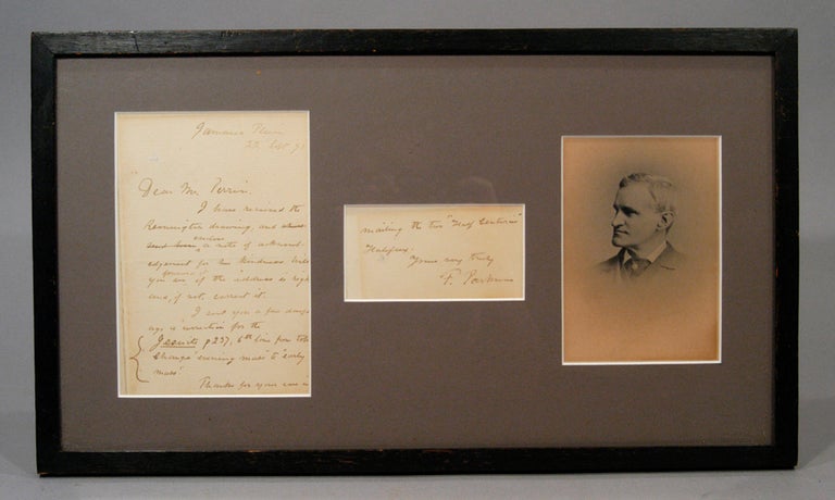 Item #85383 PHOTOGRAPH AND SIGNED MANUSCRIPT NOTE (1892), MATTED AND FRAMED. Francis PARKMAN.