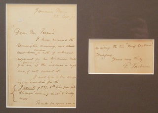 PHOTOGRAPH AND SIGNED MANUSCRIPT NOTE (1892), MATTED AND FRAMED
