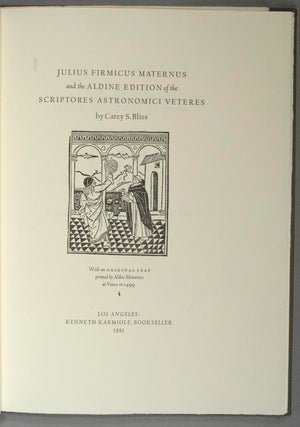 JULIUS FIRMICUS MATERNUS AND THE ALDINE EDITION OF SCRIPTORES