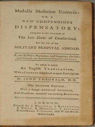 Item #87059 MEDULLA MEDICINAE UNIVERSAE. John THEOBALD