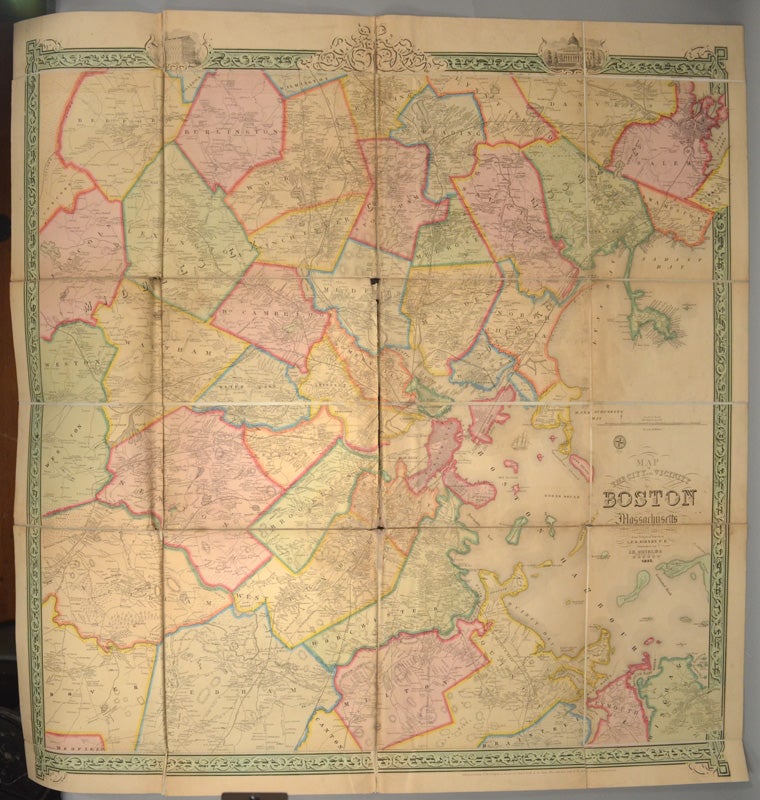 Item #88072 MAP OF THE CITY AND VICINITY OF BOSTON MASSACHUSETTS. J. C. SIDNEY.