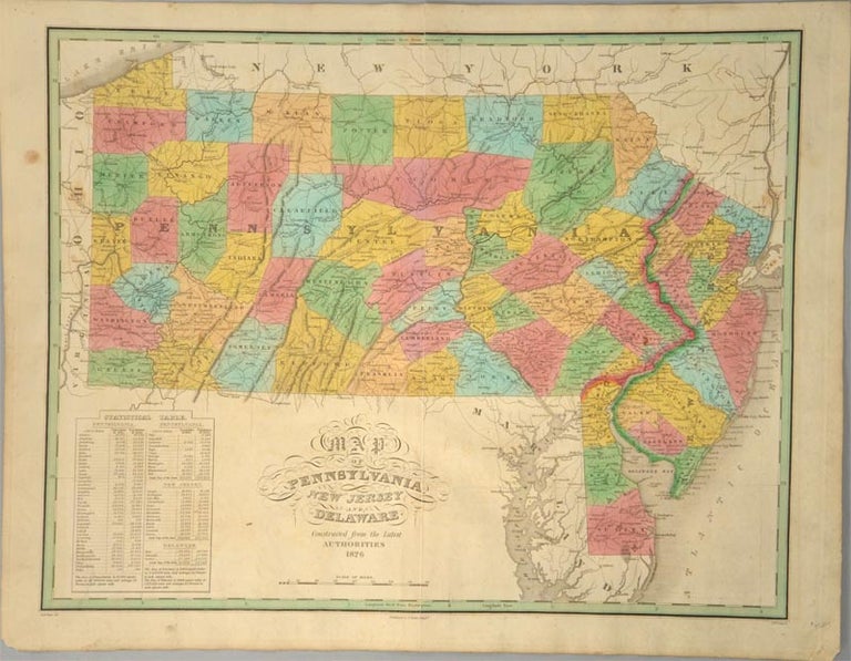 Item #88090 [MAP], PENNSYLVANIA NEW JERSEY AND DELAWARE. Anthony FINLEY.