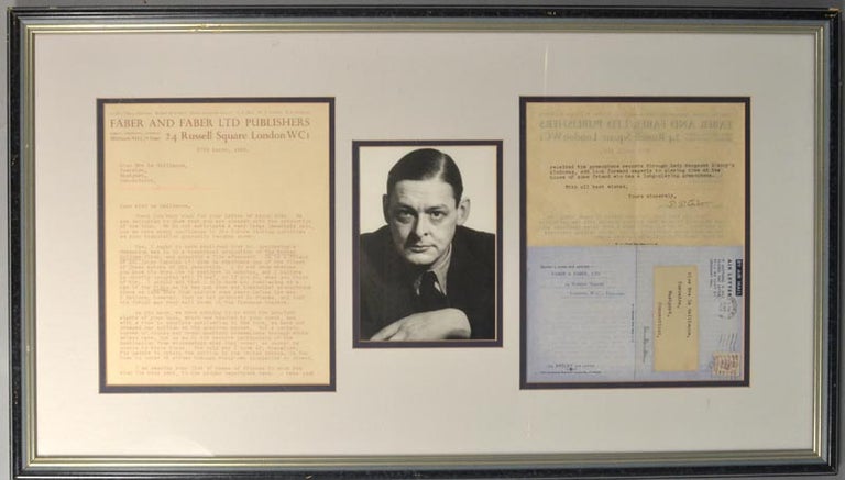 Item #89454 TYPED LETTER, SIGNED, ADDRESSED TO EVA LE GALLIENNE, DATED 27 MARCH. T. S. ELIOT.