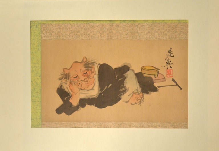 Item #90208 [Large album leaf painting of an oni 鬼]. painter Shibata Zeshin 柴田是真.