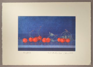 Item #90536 Cherries on a blue ground 70/150. Itō Wako 伊藤倭子